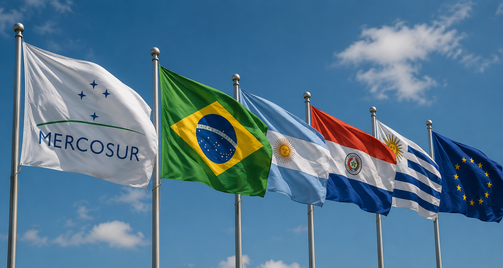 Bandeiras do Mercosul, seus países-membros e da União Europeia